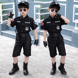 🔥臺灣-出貨🔥兒童特警衣服警察服男童軍裝套裝警官衣服幼兒園角色扮演錶演服裝