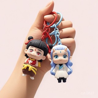 夏季新品🔥 【3天內熱銷5216件】哪吒之魔童魔童鬧海矽膠鑰匙扣可愛敖丙立體公仔書包掛件學生禮物