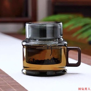 破損包賠💎泡茶杯💎玻璃大容量防燙靈隱玻璃杯茶杯耐高溫加厚家用茶水分離辦公室