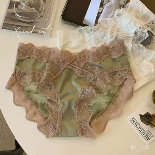 小新麥麥辣妹潮裝店🔥臺灣發貨【店鋪熱銷】蕾絲純慾風少女內褲女士性感三角褲頭低腰蝴蝶結花邊透氣鏤空緞麵