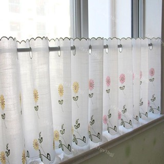 【限時下殺】 ♡網紅紗簾♡ 小雛菊 紗簾 半截飄窗田園短 窗簾 半簾短款小窗戶遮光免打孔廚房短簾