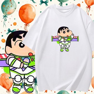 『多多莉』S-3XL大尺碼 蠟筆小新+巴斯光年 短袖T恤 oversize衣服 棉tee