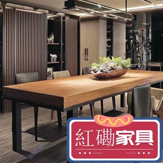 【特惠國際】美式復古實木洽談會議桌 長方形書桌餐桌 工業風辦公桌大班臺原木桌松木桌實木餐桌現代簡約美式工業北歐 實木鐵藝
