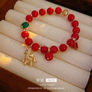 鋯石獨角獸玻璃珠手鏈輕奢精緻復古氣質手串高階感時尚手飾工廠家