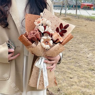 手工編織花束 永生花 人造花 編織花盆栽 編織花 針織花 畢業禮物 敎師節花束 手工編織花 母親節禮物手工DIY扭扭棒玫