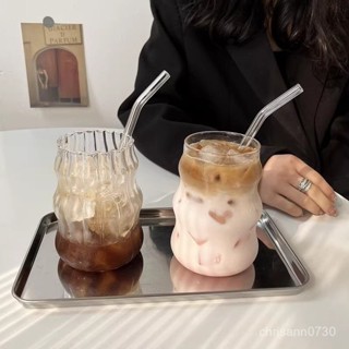 限時優惠 【1905人好評】小眾ins風胖嘟嘟冰美式咖啡杯牛奶拿鐵玻璃杯設計感中古飲料杯子