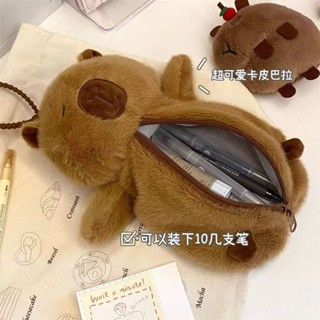 ✨桃園發貨✨【好評率超98%衕款】2025新品卡皮巴拉衕款毛絨筆袋大容量可愛卡通學生收納袋