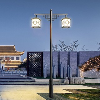 太陽能庭院燈戶外仿古方形景觀燈公園小區防水復古中式路燈