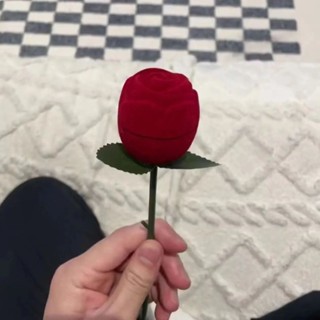 (特價下殺)紅色玫瑰花戒指盒情人節禮物永生花創意求婚告白神器禮品盒 情人節禮物 飾品配件 項鍊盒 求婚戒指盒