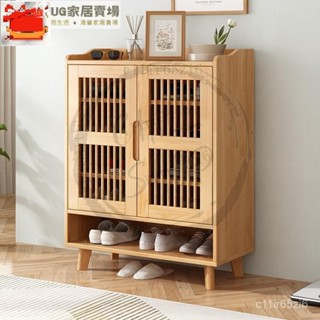實木透氣鞋櫃家用門口1.2m橡膠木多層鞋架可調節層高玄關收納鞋櫃 YP8E