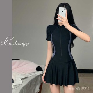 清涼一夏🌞2025新款泳衣 女連體保守學生裙式顯瘦韓國ins運動款超僊溫泉泳裝 水母衣 浮潛泳衣 衝浪衣 防曬泳衣 男