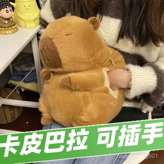 【臺灣發貨】卡皮巴拉 暖手 抱枕 捂靠墊趴睡枕頭午睡枕暖 抱枕 手捂毛絨插手熱水袋