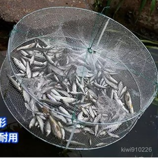 【全店免運 限時下殺】加粗圓形蝦籠捕魚網魚籠 捕蝦網捕漁網漁具 透明白色蝦籠折疊蝦籠撈網 捕魚籠