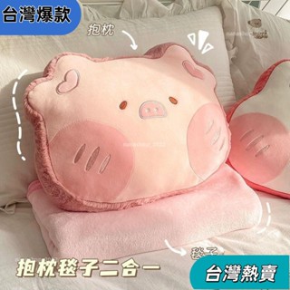 【新店開業】多功能抱枕 加厚抱枕被子兩用豬抱枕辦公室午睡小枕頭車載毛毯靠枕毯子二合一180