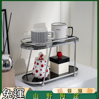 SYMT-雙層桌面置物架奶油色亞克力化妝品水杯架梳妝檯廚房桌上收納架