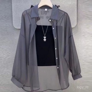 精緻女人生活館💄防曬衣女夏季冰絲透氣防紫外綫開衫外套2024新款長袖薄款雪紡襯衫