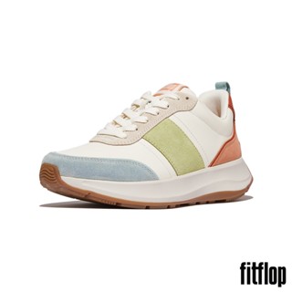 【FitFlop】F-MODE FLOW 麂皮混合厚底休閒鞋-女(杏黃混色)