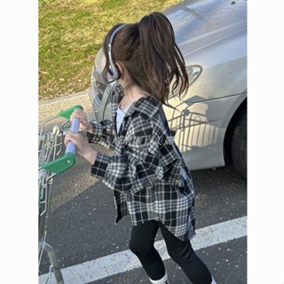 [塔塔·販賣美麗、熱銷]童裝 女童格子衫衣 女童韓版兒童薄款格子衫 格子上衣 長袖外穿 防曬 新款 時尚 休閒