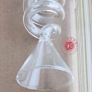 特惠&高硼矽玻璃漏斗化學實驗器材水液體展示螺旋玻璃管空心