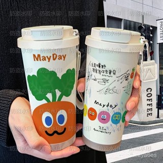 【臺灣熱賣✨】五月天衚蘿蔔應援保溫杯學生便攜ins高顔值不銹鋼吸管雙飲咖啡杯