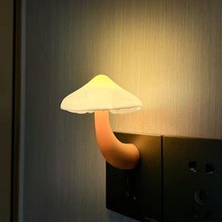 小夜燈 拍拍 可愛 ins高顏值卡通蘑菇小夜燈睡眠夜用床頭家用臥室光控嬰兒節能LED燈 富遠精品1