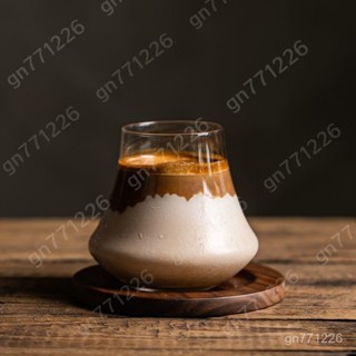玻璃咖啡杯🍸日式 富士山dirty咖啡杯 ins透明火山杯 網紅水晶玻璃杯 澳白拿鐵杯子 家用商用款咖啡杯 牛奶杯冷飲