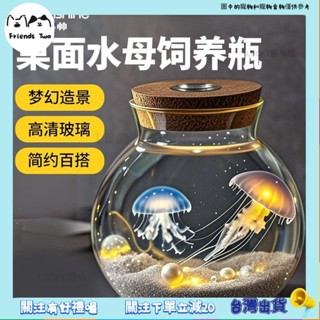 🫧Lucky寵物🫧發光生態瓶桌面水母景觀瓶辦公室客廳小型創意觀賞燈玻璃缸