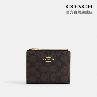 【COACH】經典Logo 折疊皮夾-IM/胡桃木色/黑色(CW803)｜官方直營