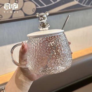 ins風可愛耐熱玻璃水杯女生高顔值馬克杯帶蓋辦公室咖啡早餐杯子 CZVY