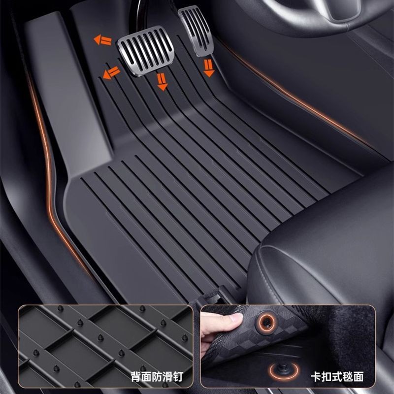 特斯拉MODEL3腳墊換新版TPE全包圍3W主駕駛原廠毛豆3腳踏墊MODEL啓航百貨店