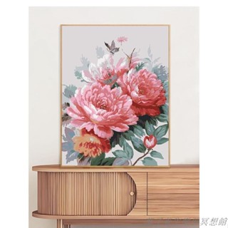 🌸葉子無框畫#牡丹花新中式客廳裝飾畫國風裝飾畫