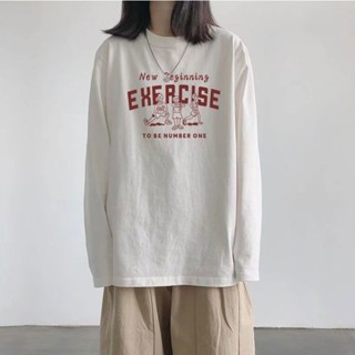韓系chic純棉t恤白色長袖女寬鬆2025新款秋季新款百搭打底衫上衣