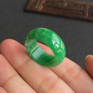 🔥臺灣出貨🔥幹青鐵龍生戒指祖母綠翡翠色玉石扳指戒指指環男女款玉戒指男款