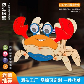 【SU素色】科學實驗DIY仿生機械螃蟹兒童益智玩具 立體拼圖手工玩具物理材料科技小製作