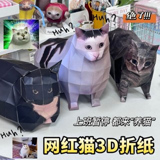【桃園出貨】網紅oia小貓紙膜材料手工貓memeDIY紙模型圖紙3D立體折紙貓huh貓