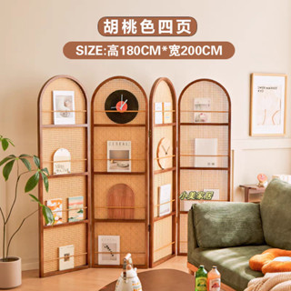 【小美家居】折屏藤編屏風隔斷客廳實木折疊可移動小戶型遮擋入戶民宿雜誌書架