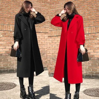 【好唐女裝】赫本風毛呢外套女秋冬季新款寬鬆韓版中長款呢子大衣氣質時尚風衣 PPGV