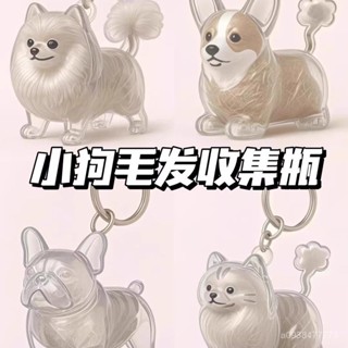 新店限時低價🔥🔥透明小狗毛髮收納盒吊飾扭小狗毛髮存放紀念品鑰匙扣裝飾掛件