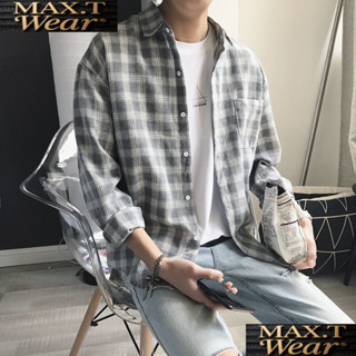 🔥限時低價🔥夏季寬鬆格子襯衫男士外套韓版休閒學生男港風長袖襯衣防曬薄款/MAX.T