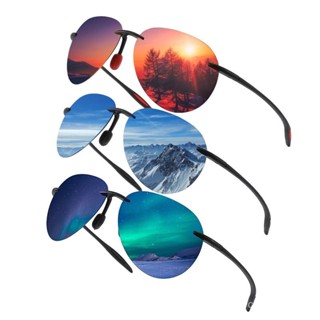 【臺灣出貨】歐美跨境戶外騎行太陽蛤蟆眼鏡男 TR90記憶無框輕盈高畫質偏光遮陽