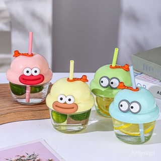🎈新品超値🎈ins墩墩杯迷你水杯玻璃杯小奶杯女咖啡牛奶杯高顔值胖胖杯帶吸管 YSRC