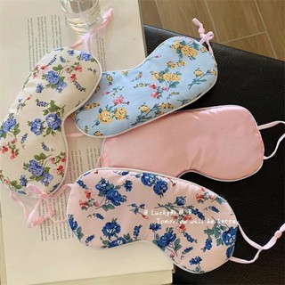 遮光眼罩 睡眠眼罩 復古碎花遮光眼罩女ins風模擬絲辦公室學生午休遮光睡眠眼罩掛耳 旅行遮光眼罩 可愛眼罩