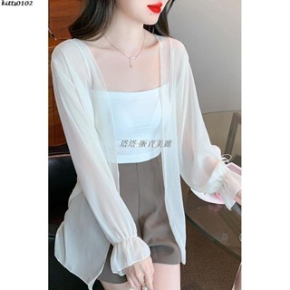 [塔塔·販賣美麗、超值]冰絲雪紡小外套防曬衣女夏季薄款小披肩外套吊帶裙外搭罩衫長袖上衣