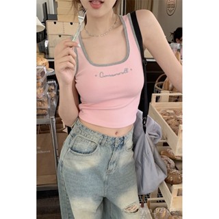 內搭背心辣妹字母刺繡小吊帶背心女內搭夏季性感打底美背短款露臍外穿上衣