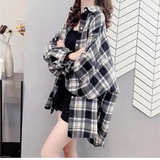 𝓟𝓵𝓾𝓼𝓜𝓪𝓵𝓵▪夏天外套薄外套女防曬外套女生外套格子襯衫長袖春季新款韓版百搭洋氣襯衣外套女裝上衣