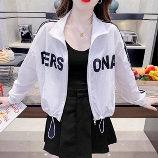 韓國潮流女裝🌸夏季2025年寬鬆減齡字母印花抽繩短款外套洋氣百搭防曬衣女小個子