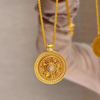 【臺灣出貨】可旋轉吊墜項鏈 久不掉色越南沙金鑲鑽吉祥八寶羅盤如意繩項鏈 旋轉吊墜毛衣鏈女禮物 送禮轉運項鏈項鍊 女款項鍊