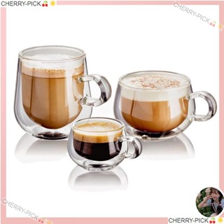 CHERRY-PICK🍒🌟ins coffee cup espresso cup 家用 透明玻璃杯 帶把 咖啡杯 高