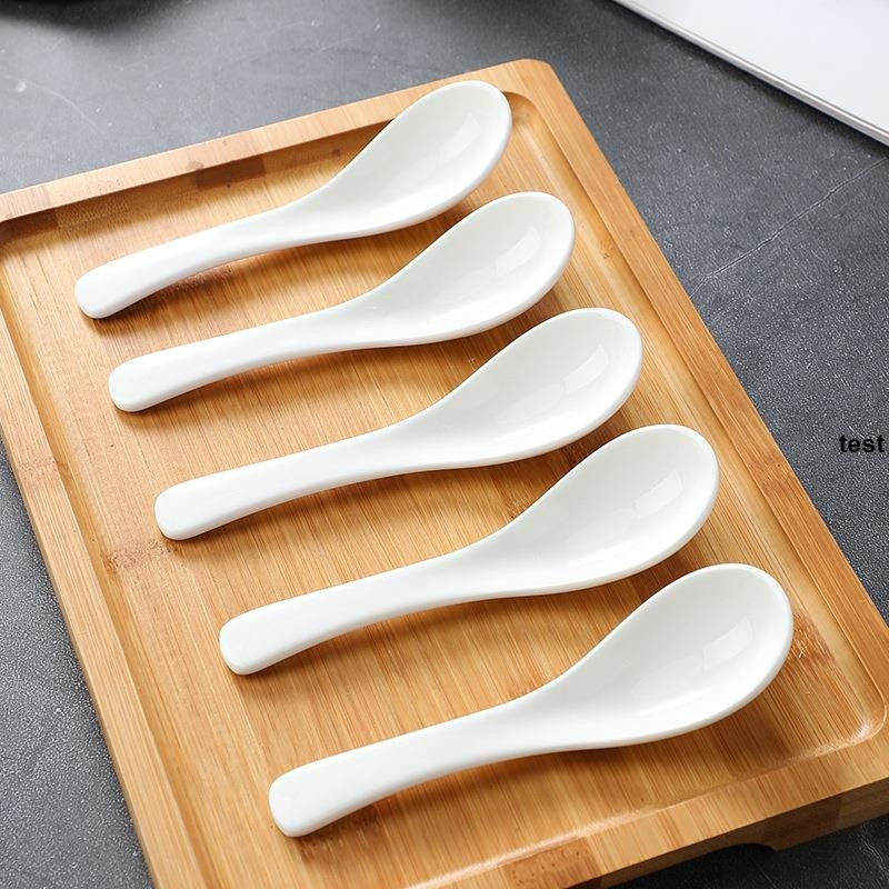 台灣發貨【免運】家用無孔陶瓷勺子 純白湯勺 白色湯匙 北歐簡約飯勺 家用湯勺 吃飯小勺 商用餐廳喝湯勺 骨瓷