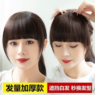 TOP🥇加厚款齊瀏海 網紅假髮女 逼真髮片 前額假瀏海髮片 自然無痕髮簾 短髮髮飾 頭頂補髮片 接髮片 直髮 瀏海假髮